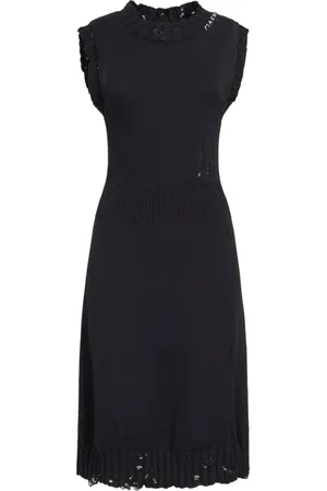 Marni Distressed-effect knitted cotton dress