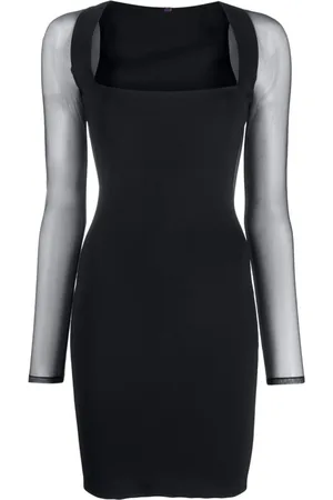 MAISON CLOSE Square-neck long-sleeve dress