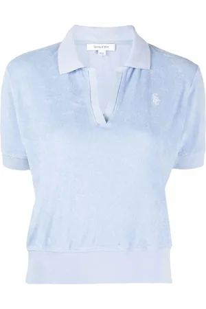 Sporty & Rich Logo-patch V-neck polo shirt