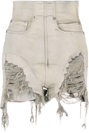 Rick Owens Ripped-detailing high-waist shorts