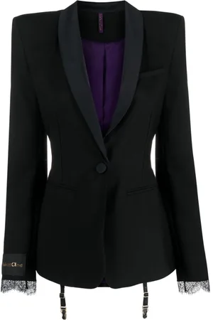 MAISON CLOSE Satin-trim tailored blazer