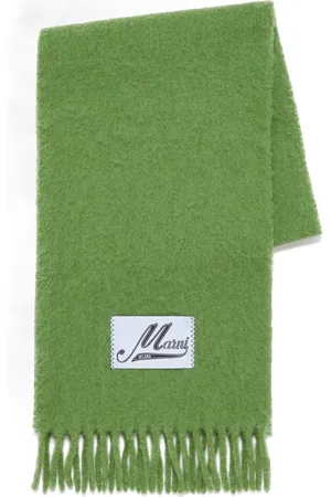 Marni Logo-patch fringed scarf