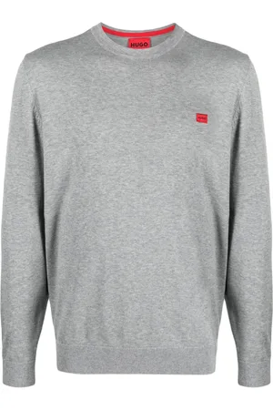 HUGO BOSS Logo-patch fine-knit jumper