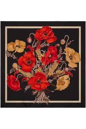 Salvatore Ferragamo Poppies-print silk foulard