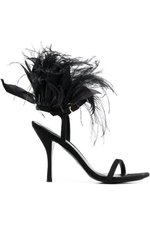 Stuart Weitzman Plume 100 feather-trimmed sandals