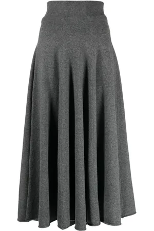 EXTREME CASHMERE Ribbed-knit midi skirt