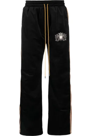 Rhude Crest-embroidered velvet track pants