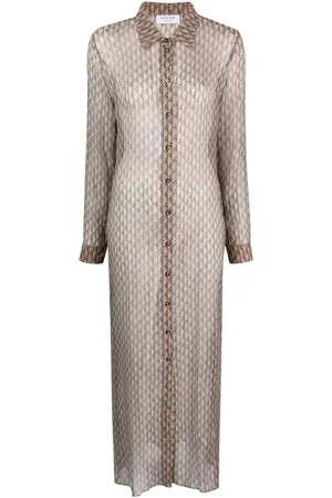 Marine Serre Moon Diamant silk shirt dress