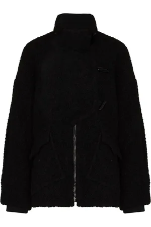Ganni Asymmetric boucle buttoned jacket