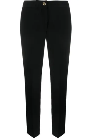 VERSACE Logo-waistband slim trousers