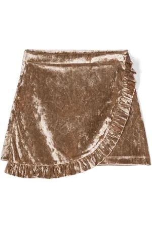 There Was One Kids Ruffled crushed velvet wrap skirt
