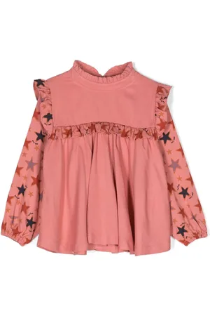 There Was One Kids Star-print ruffled blouse