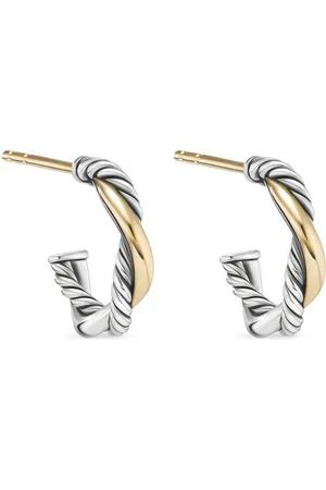 David Yurman 14kt yellow gold and sterling Petite Infinity huggie hoops earrings (3mm)