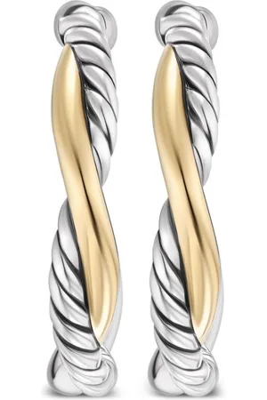David Yurman 14kt yellow gold and sterling Petite Infinity hoop earrings (17.3mm)
