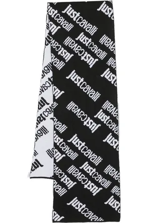 Roberto Cavalli Intarsia-knit logo wool-blend scarf