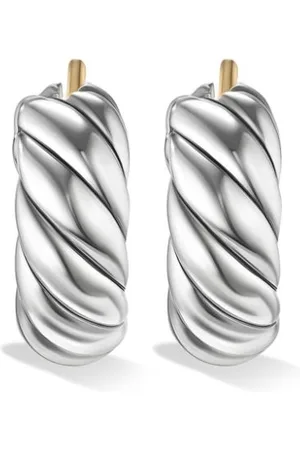 David Yurman Sterling Sculpted Cable hoop earrings (14.4mm)