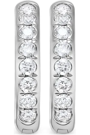 David Yurman Sterling Sculpted Cable diamond huggie hoop earrings (13mm)
