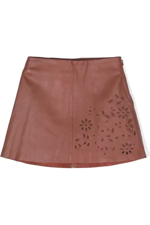Chloé Embroidered leather miniskirt