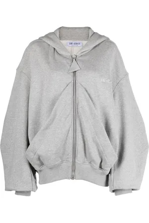 The Attico Logo-embroidered draped cotton hoodie