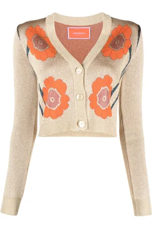 La DoubleJ Daisychain jacquard cropped cardigan