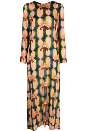 La DoubleJ Swing geometric-print midi dress