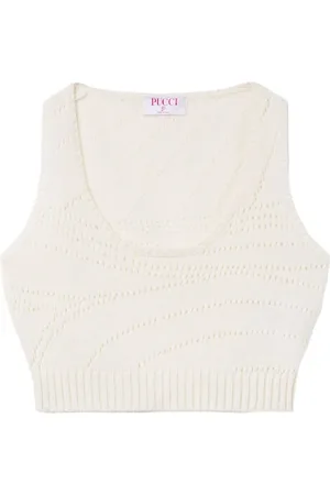 Puccini Pointelle-knit cashmere top