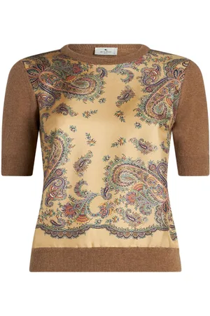 Etro Paisley-print panelled knitted top