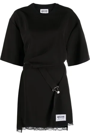 Moschino Logo-patch buckled shirt dress