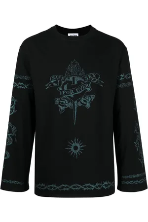 Jean Paul Gaultier Ssense Exclusive Black Mesh Graffiti Long Sleeve T-shirt  for Men
