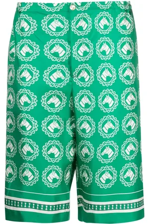 Gucci Horse-graphic print silk shorts