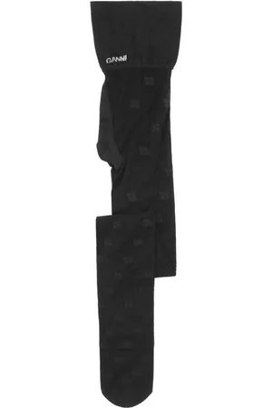Ganni Butterfly logo-pattern tights