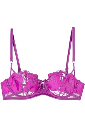FLEUR DU MAL Rose-embroidered balconette bra