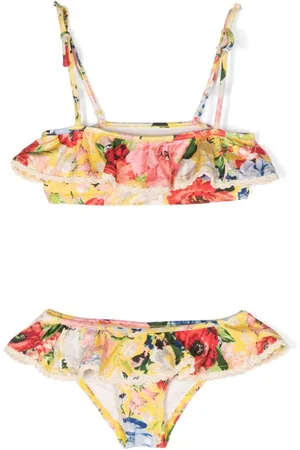 ZIMMERMANN Floral-print ruffle-trim bikini