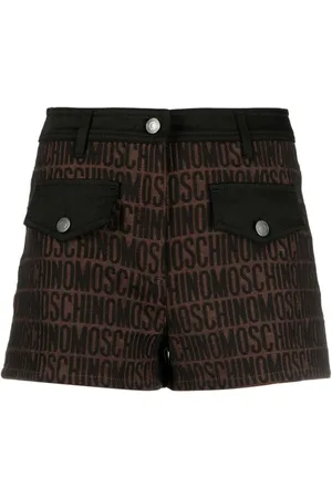 Moschino floral-appliqué high-waist mini shorts - Black