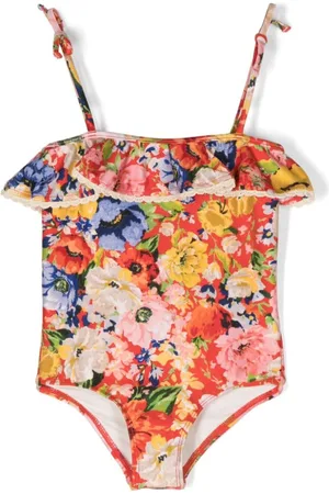 ZIMMERMANN Floral-print ruffled swimsuit