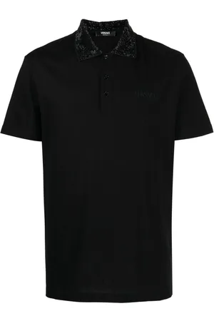VERSACE Embellished cotton polo shirt