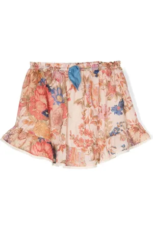 ZIMMERMANN August floral-print drawstring skirt