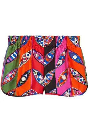 Puccini Abstract print elasticated waistband silk shorts