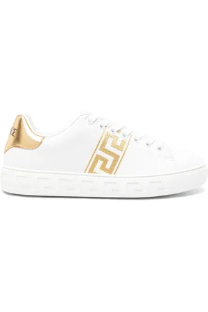 VERSACE Greca-embroidered leather sneakers
