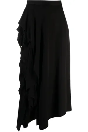 YOHJI YAMAMOTO Ruffled-detail asymmetric maxi skirt