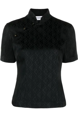 Marine Serre Crescent Moon-panelled jacquard top