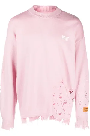 Heron Preston Logo-embroidered ripped wool jumper
