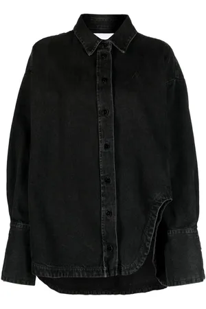 The Attico Diana logo-embroidered denim shirt