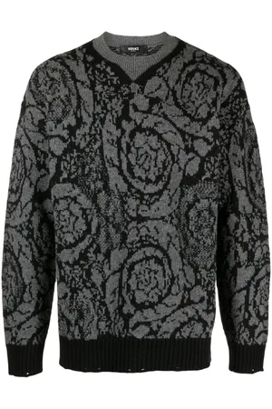 VERSACE Barocco-intarsia wool jumper