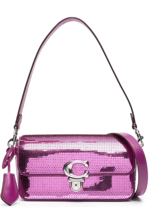 Authentic COACH Sparkly Pink Signature Shoulder Leather Tote Handbag Laptop  Bag
