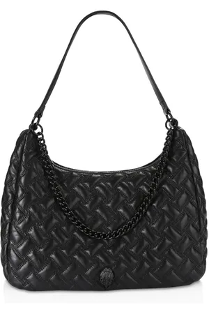 Large kensington croc 2024 embossed leather shoulder bag