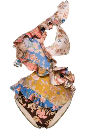 ZIMMERMANN Floral-print ruffled swimsuit