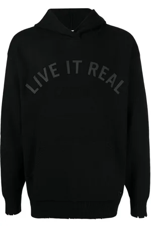 Izzue Slogan-print fine-ribbed hoodie
