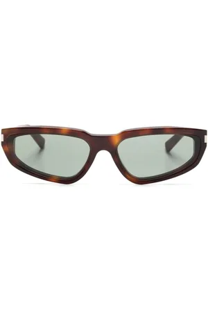 Saint Laurent Tortoiseshell-effect rectangle-frame sunglasses