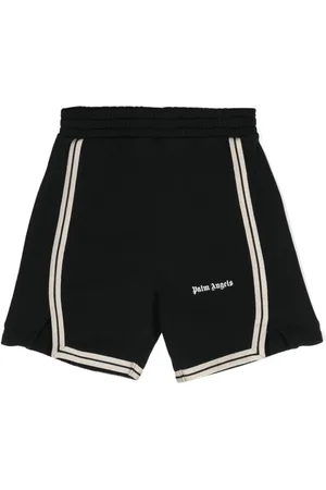 Palm Angels Logo-detail striped shorts